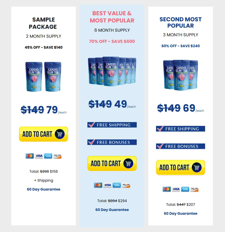 cardio slim tea checkout page