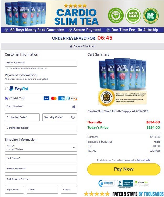 Cardio Slim Tea order